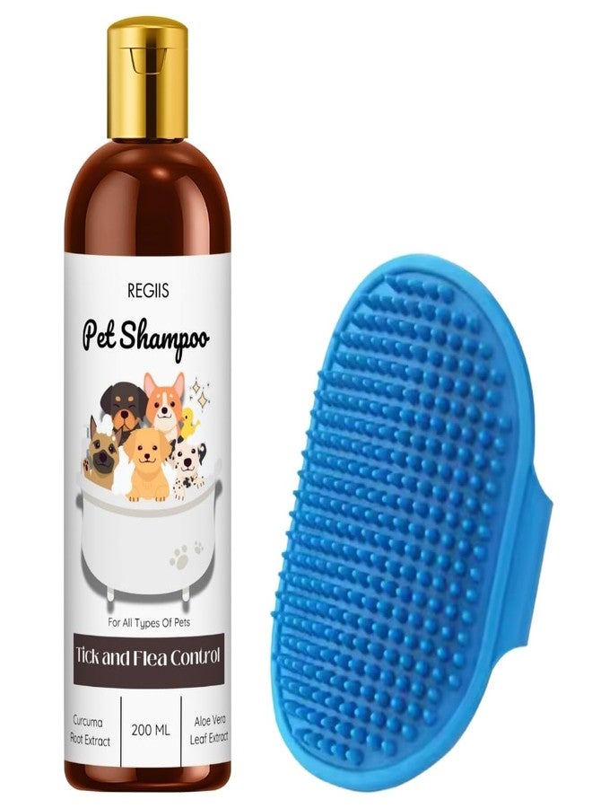 شامبو ريجيس للحيوانات الأليفة لمكافحة القراد والبراغيث، 200 مل، مع فرشاة استحمام، لجميع الحيوانات الأليفة - Image 1